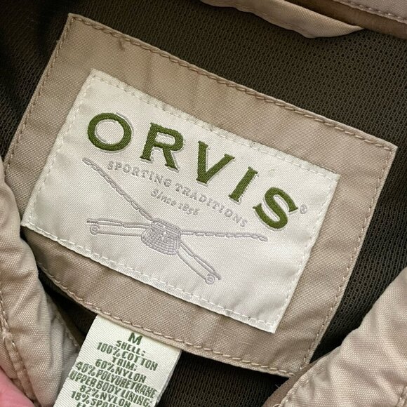 Orvis Mens Chore Coat Sz Medium Khaki Tan Barn Jacket Field Utility Mesh Lined - Picture 11 of 11